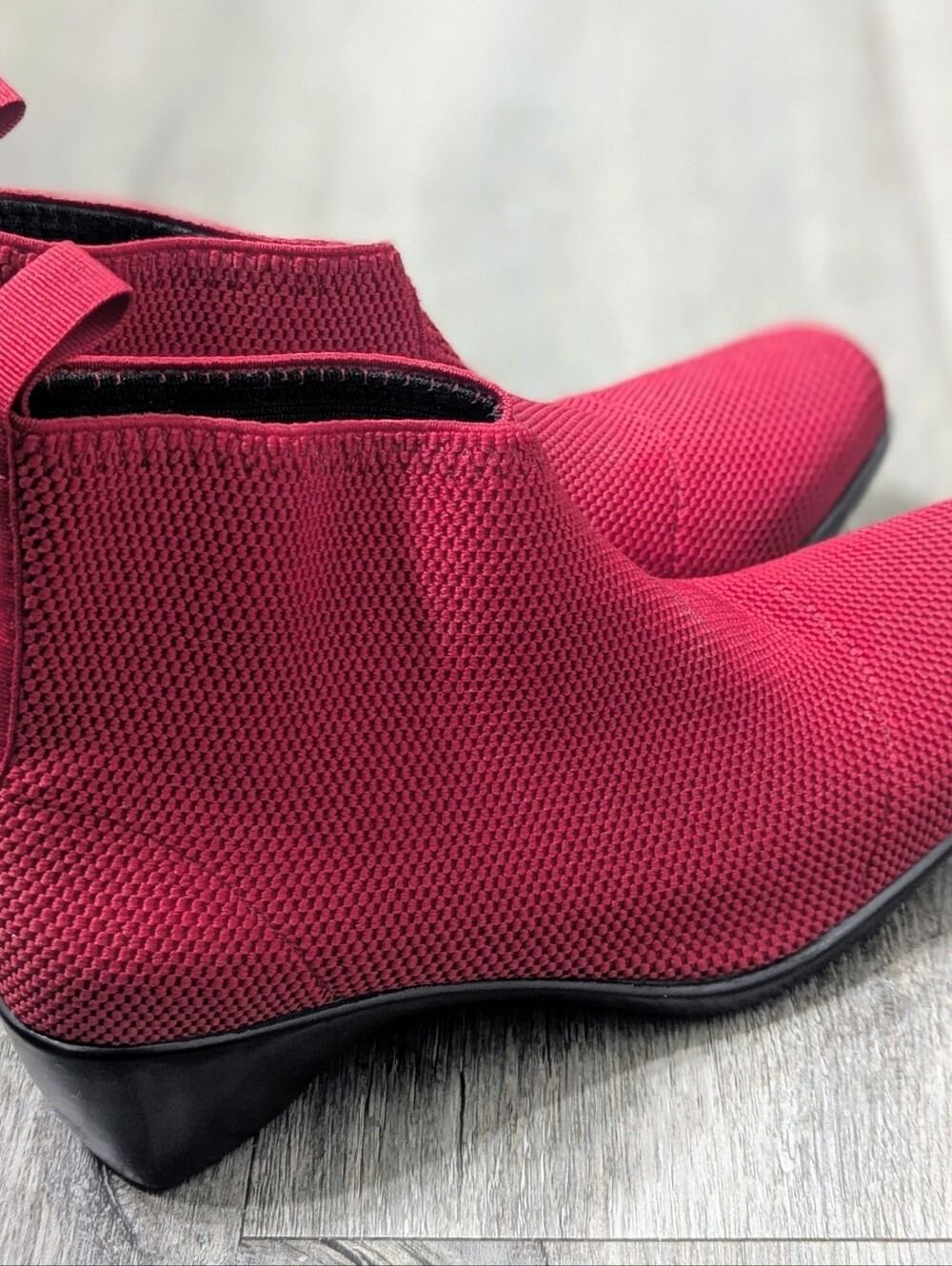 Charleston Shoe Co Red Knit Ankle Boots NWOT - Picture 3 of 7